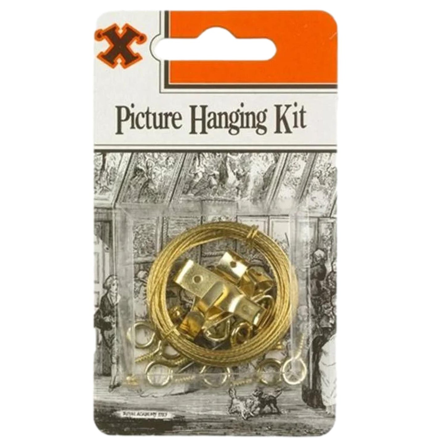 X-Hooks Brass Picture Hanging Kit Hook Wire & Eye Set