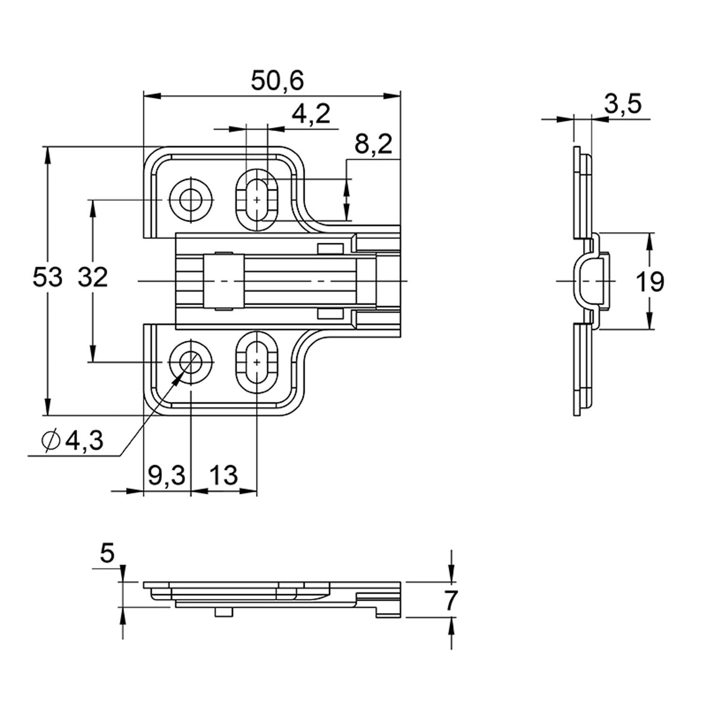 Hettich Veosys Stainless Steel Outdoor Kitchen Cabinet Hinge 105° (2 Pack) 9289590