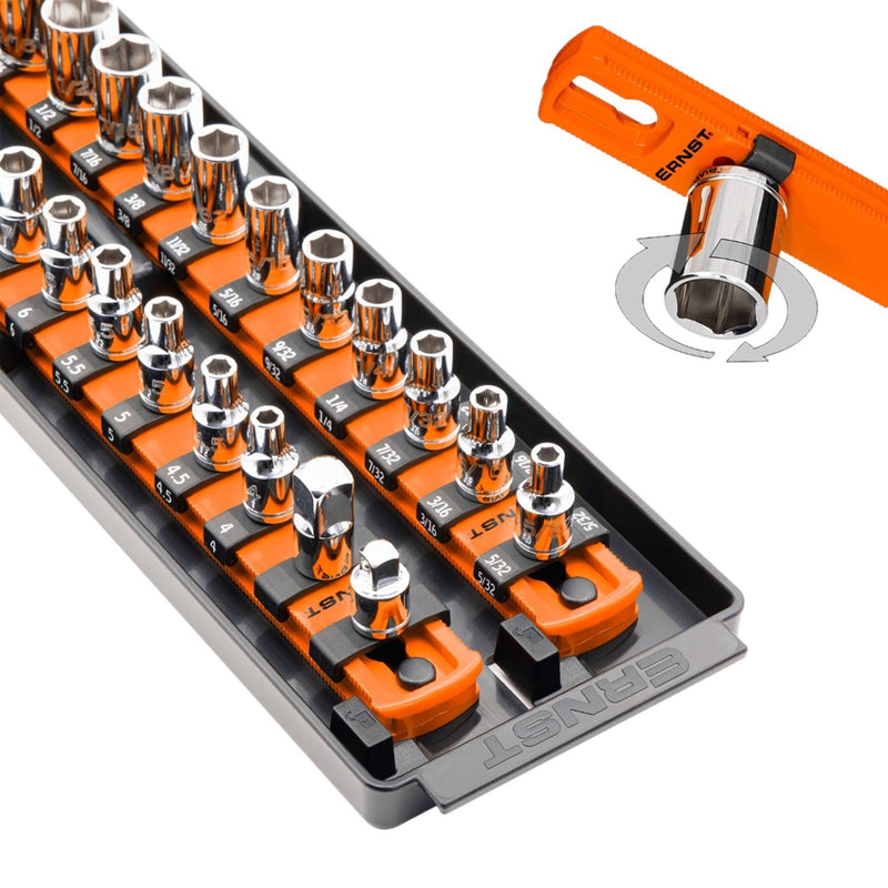 Ernst 8484 1/4" 2-Rail Socket Boss Storage Organiser Twist Lock 18" Orange