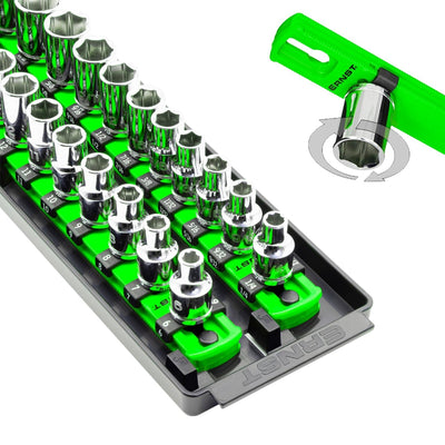 Ernst 8485 3/8" 2-Rail Socket Boss Storage Organiser Twist Lock 18” Green
