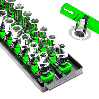 Ernst 8487 1/2" 2-Rail Socket Boss Storage Organiser Twist Lock 18” Green