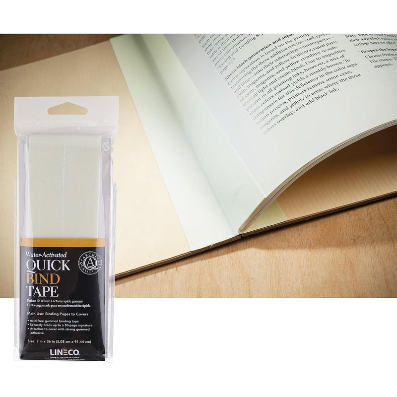Lineco Quick Bind Book Repair Tape Water-Activated Adhesive 5cm x 91cm White