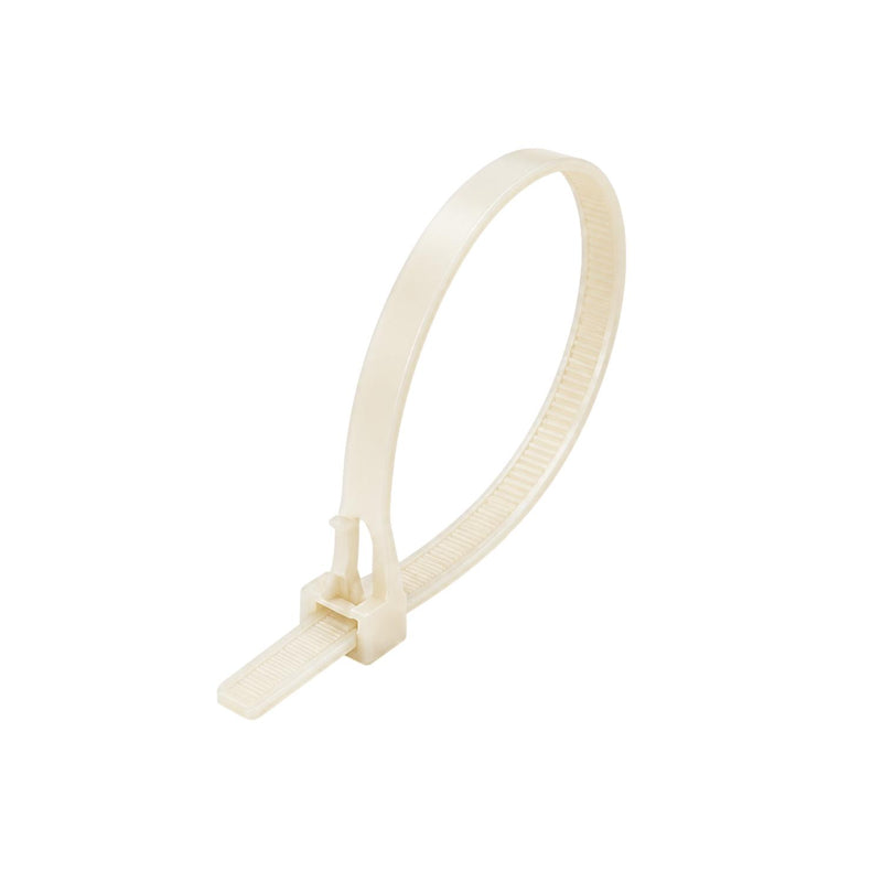 Natural Releasable Cable Ties 250mm x 7.6mm, Pack of 100 – Strong Zip Ties