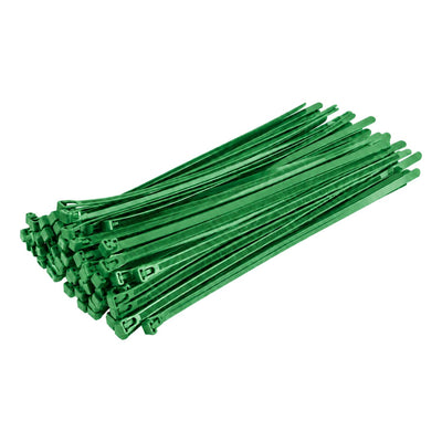 Green Releasable Cable Ties 250mm x 7.6mm, Pack of 100 – Strong Zip Ties