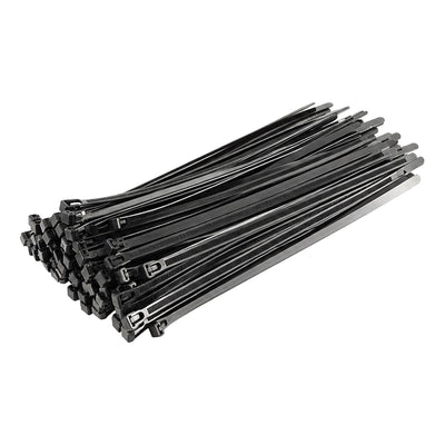 Black Releasable Cable Ties 250mm x 7.6mm, Pack of 100 – Strong Zip Ties