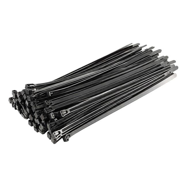 Black Reusable Cable Ties 250mm x 7.6mm, Pack of 100 – Strong Zip Ties