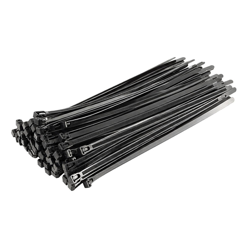 Black Releasable Cable Ties 250mm x 7.6mm, Pack of 100 – Strong Zip Ties