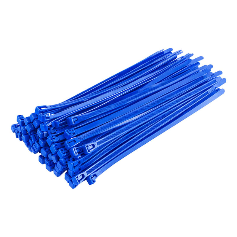 Blue Releasable Cable Ties 250mm x 7.6mm, Pack of 100 – Strong Zip Ties