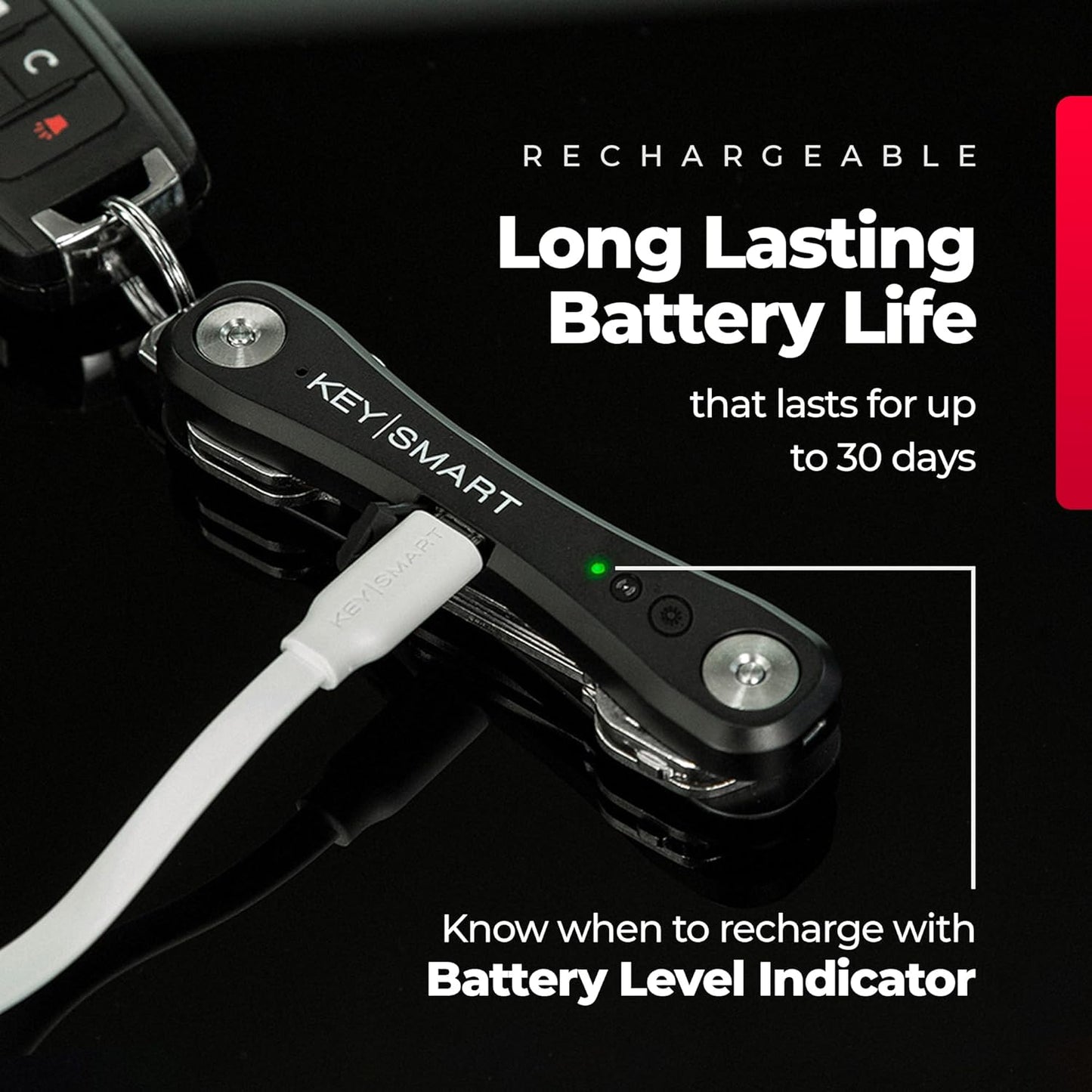 KeySmart iPro Keyring Tracker & Key Holder Organiser Multitool Black