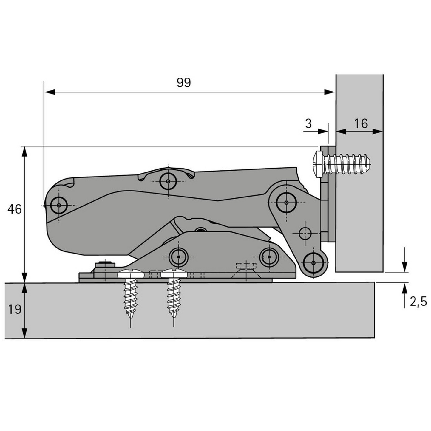 Hettich Kamat Refrigerator Hinge 9239784
