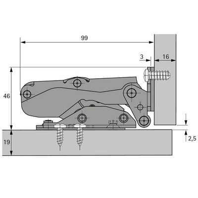 Hettich Kamat Refrigerator Hinge 9239784