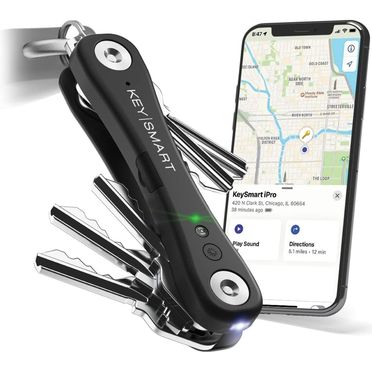 KeySmart iPro Keyring Tracker & Key Holder Organiser Multitool Black