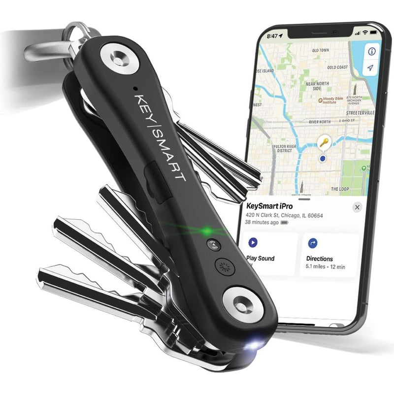 KeySmart iPro Keyring Tracker & Key Holder Organiser Multitool Black
