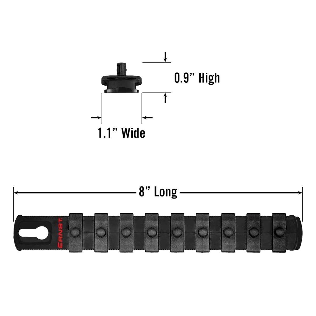 Ernst 8426 8" Socket Organiser with 9 1/4" Twist Lock Clips Black