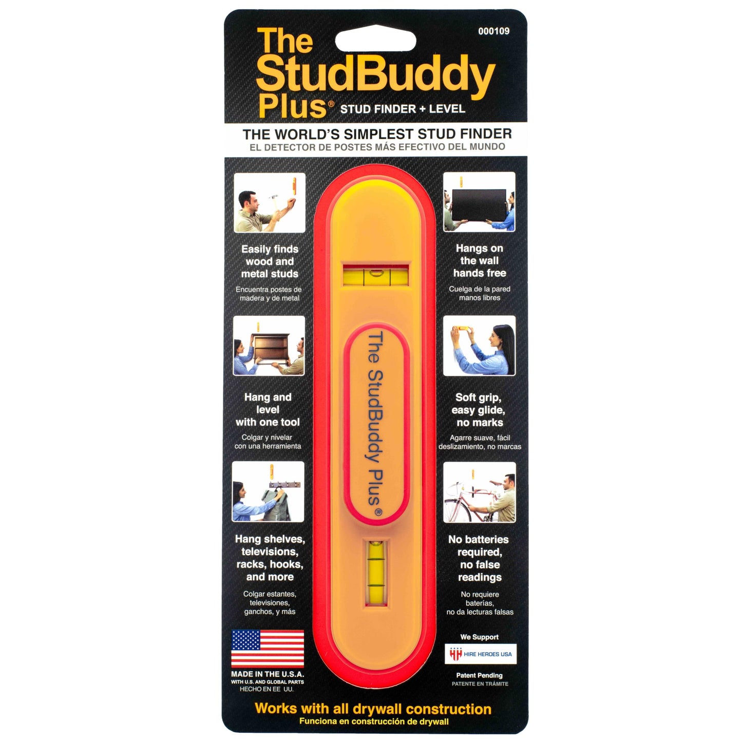The StudBuddy Plus Magnetic Stud Finder & Spirit Level