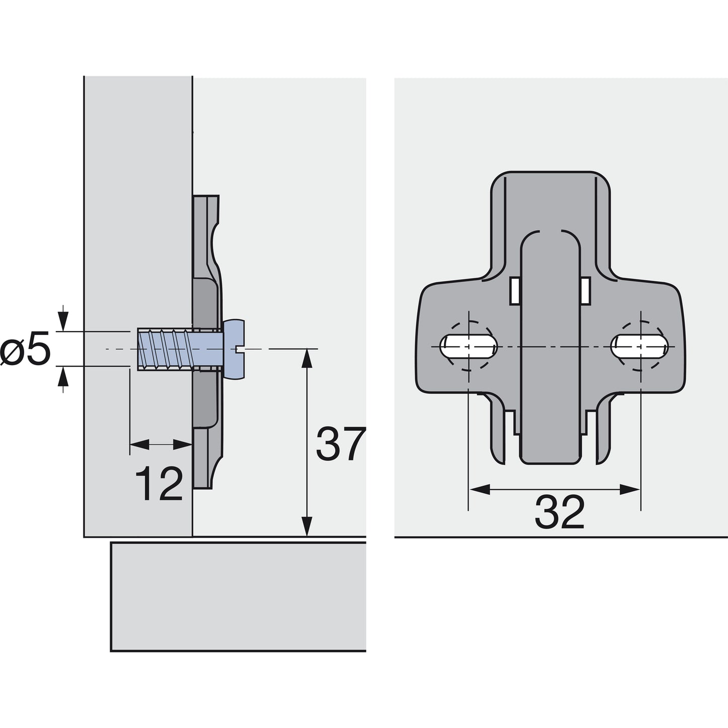 Hettich Intermat 9936 W90 95˚ Angle Inset Hinge 77708 & Mount 9075005 (2 Pack)