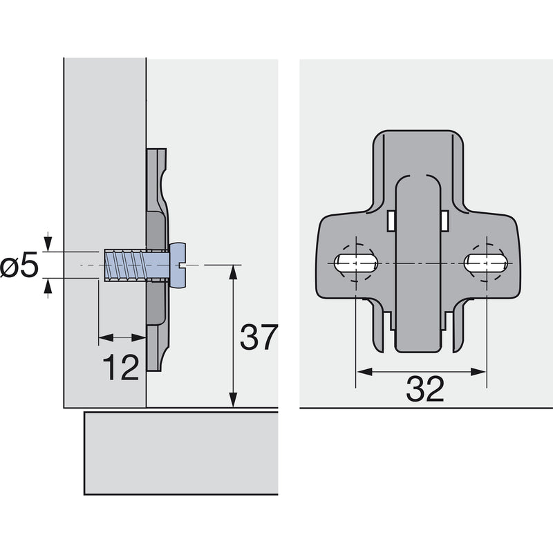 Hettich Intermat 9936 W90 95˚ Angle Inset Hinge 77708 & Mount 9075005 (2 Pack)