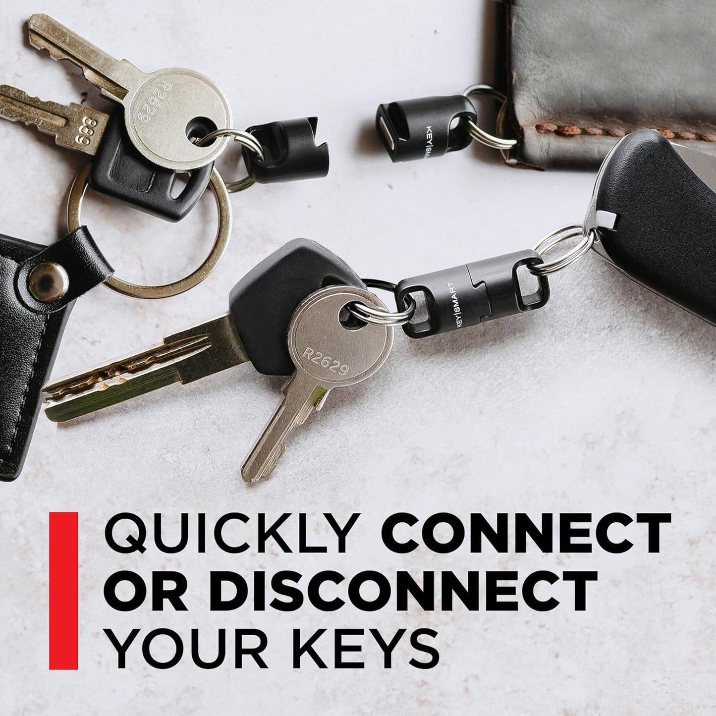 KeySmart MagConnect Pro Locking Magnetic Keyring Quick Connect Black