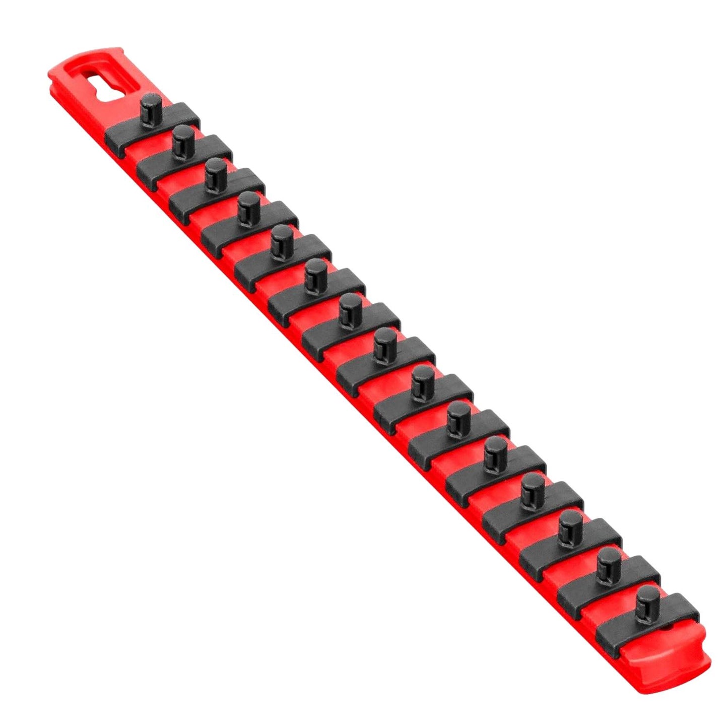 Ernst 13-Inch Socket Rail Organizer with 14 1/4-Inch Twist Lock Clips, Red (8414)