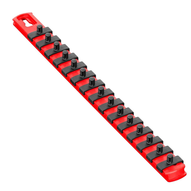 Ernst 13-Inch Socket Rail Organizer with 14 1/4-Inch Twist Lock Clips, Red (8414)