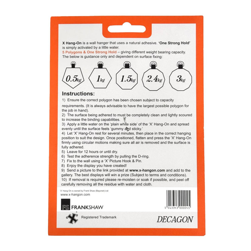X Hang-On Adhesive Wall Plate Hanger 110mm (Decagon) For Plates, Pictures Etc