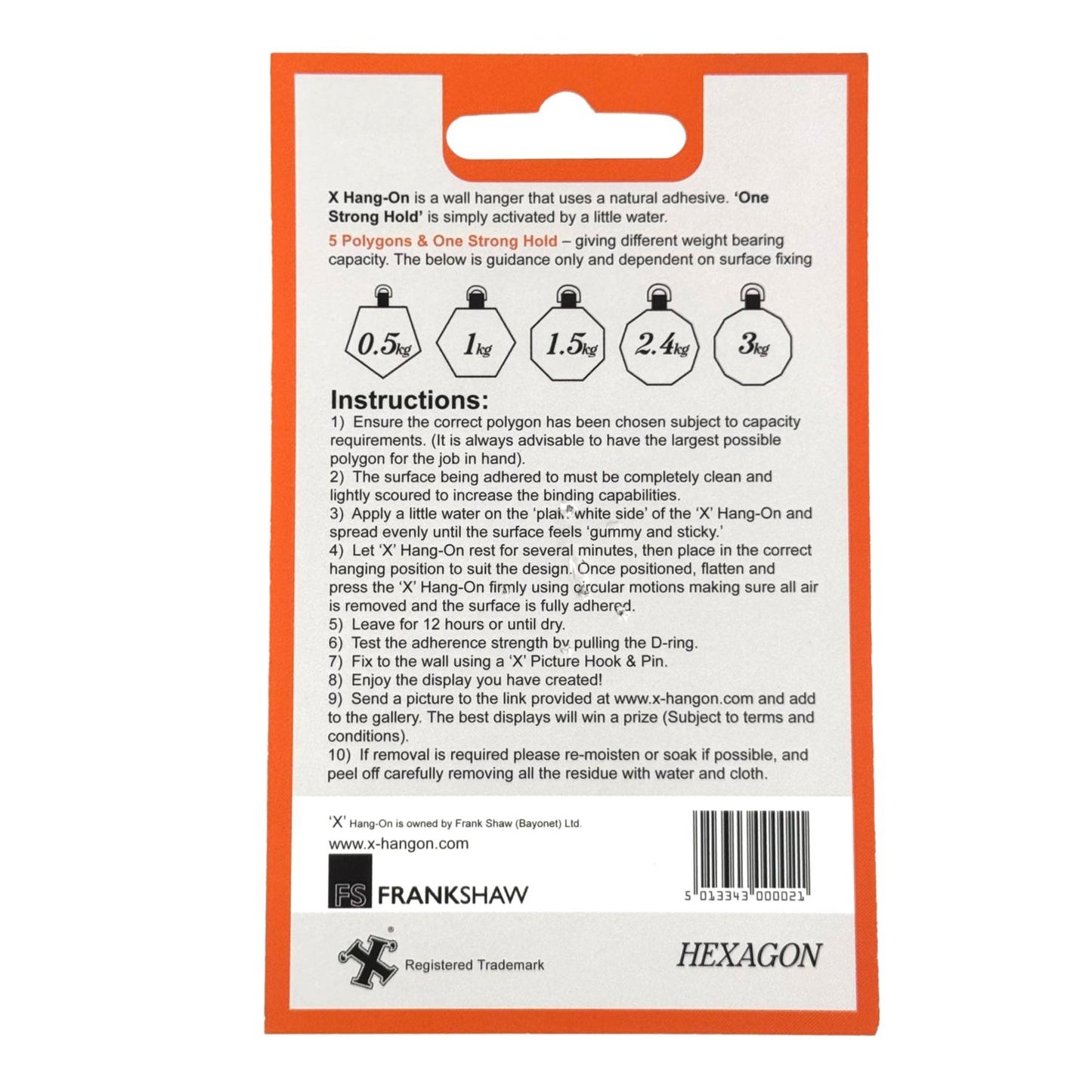 X Hang-On Adhesive Wall Plate Hanger 60mm (Hexagon) For Plates, Pictures Etc