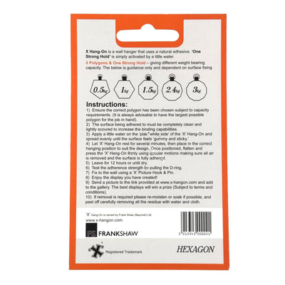 X Hang-On Adhesive Wall Plate Hanger 60mm (Hexagon) For Plates, Pictures Etc