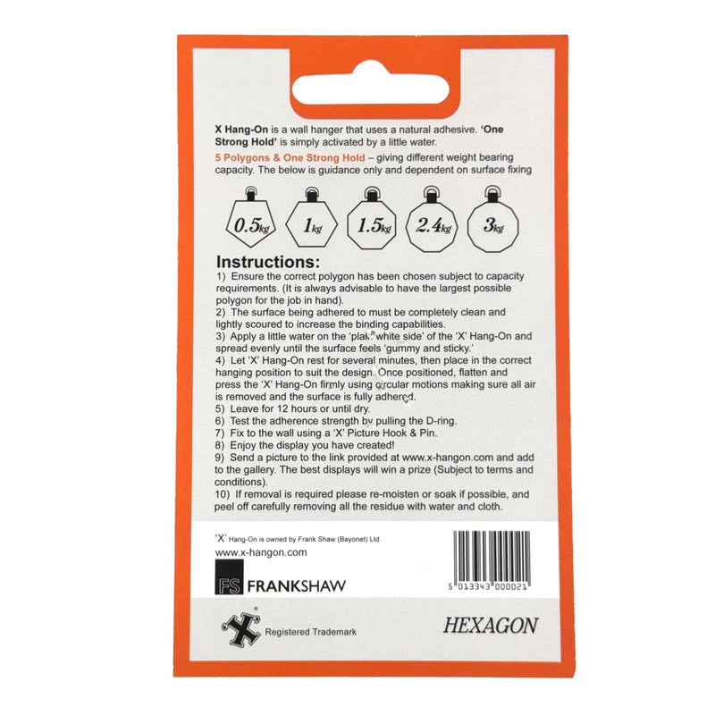 X Hang-On Adhesive Wall Plate Hanger 60mm (Hexagon) For Plates, Pictures Etc