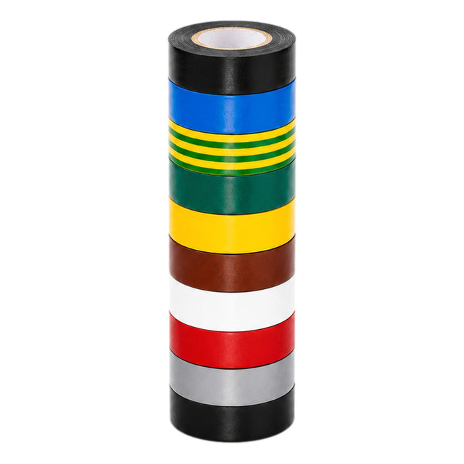 Electrical Insulation Tape PVC Flame Retardant 10 Roll Multi Pack 19mm x 5m