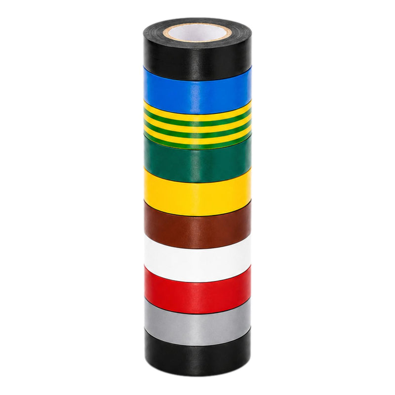Electrical Insulation Tape PVC Flame Retardant 10 Roll Multi Pack 19mm x 5m