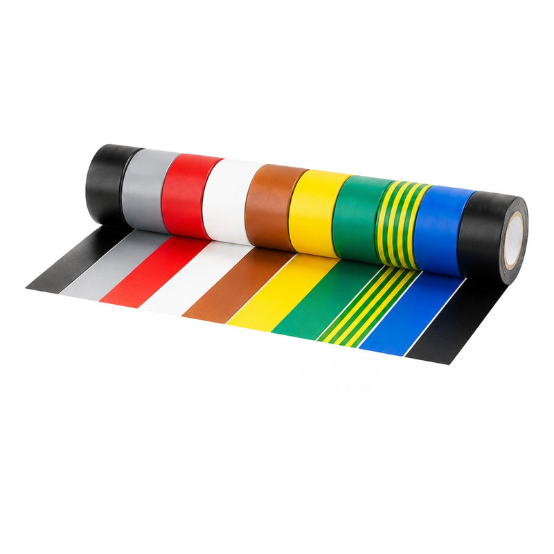 Electrical Insulation Tape PVC Flame Retardant 10 Roll Multi Pack 19mm x 5m