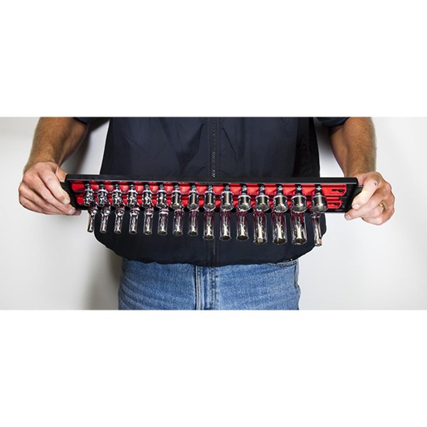 Ernst 2 Rail Twist Lock 1/4" Socket Boss® Storage Organiser Rail 18” Red