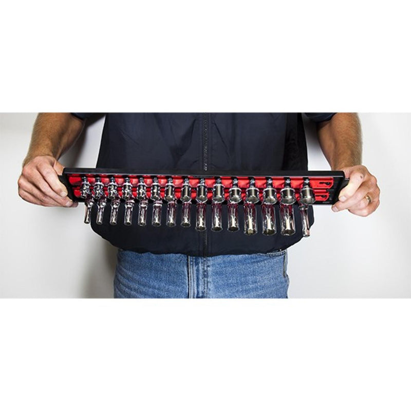 Ernst 2 Rail Twist Lock 1/4" Socket Boss® Storage Organiser Rail 18” Red