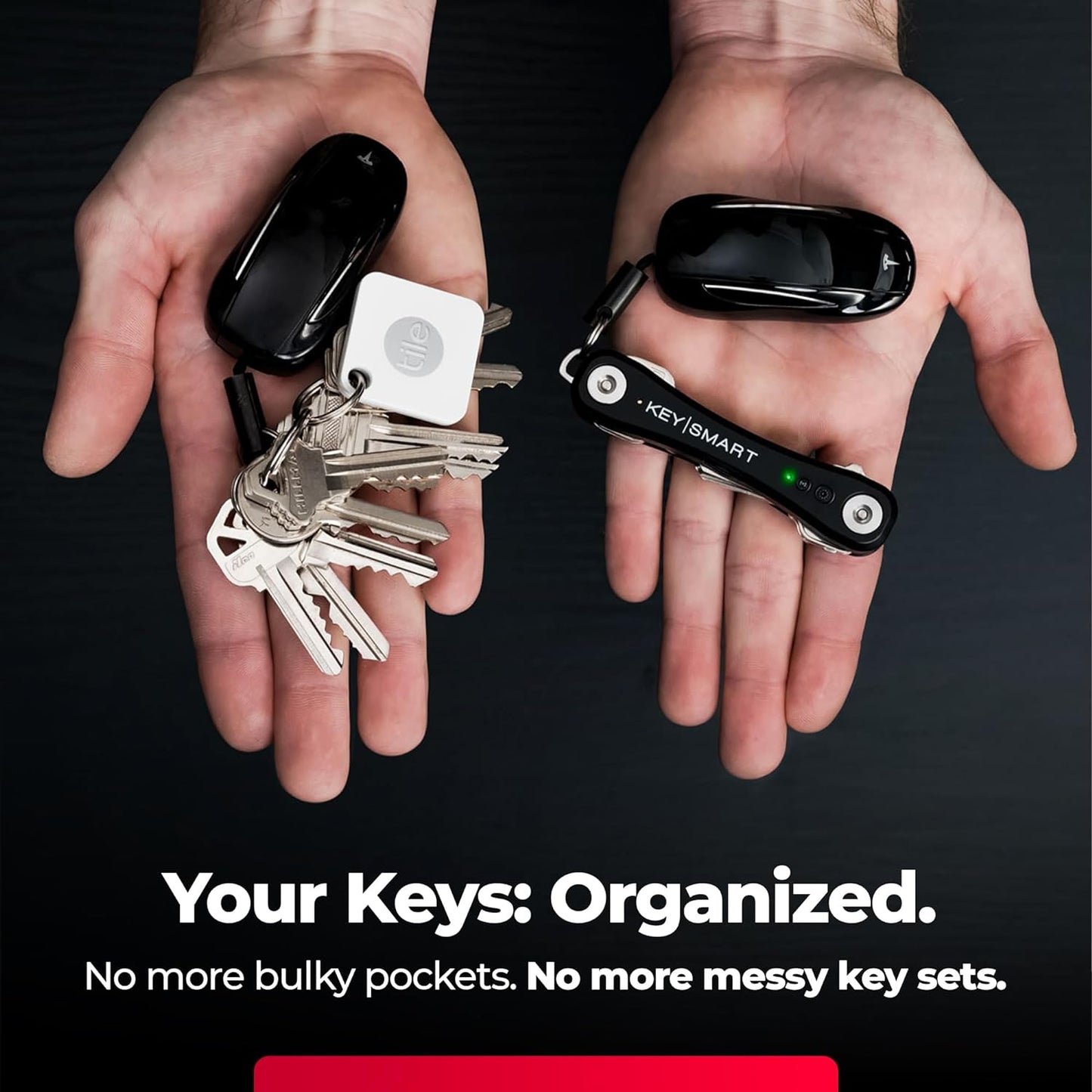 KeySmart iPro Keyring Tracker & Key Holder Organiser Multitool Black