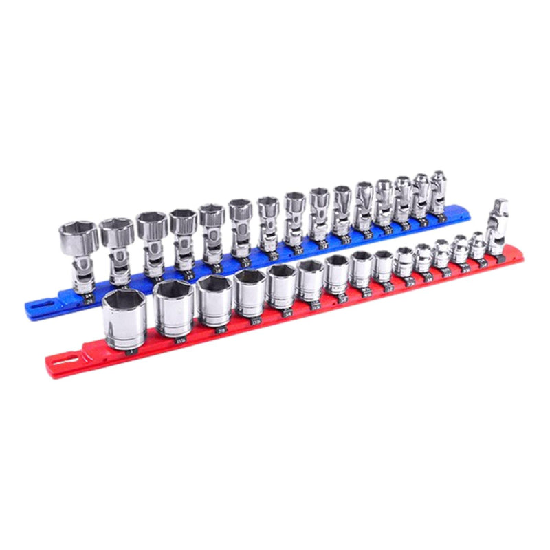 Ernst 8414M 13" Magnetic Socket Organizer with 15 1/4" Twist Lock Clips, Red