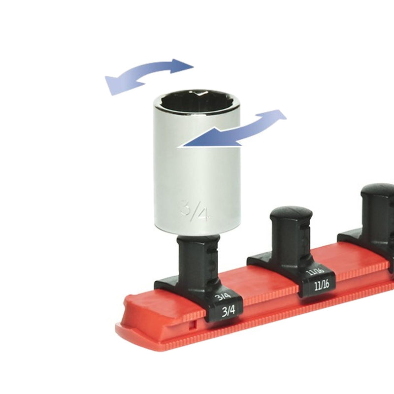 Ernst 8410M 8" Magnetic Socket Organizer with 9 1/4" Twist Lock Clips, Red
