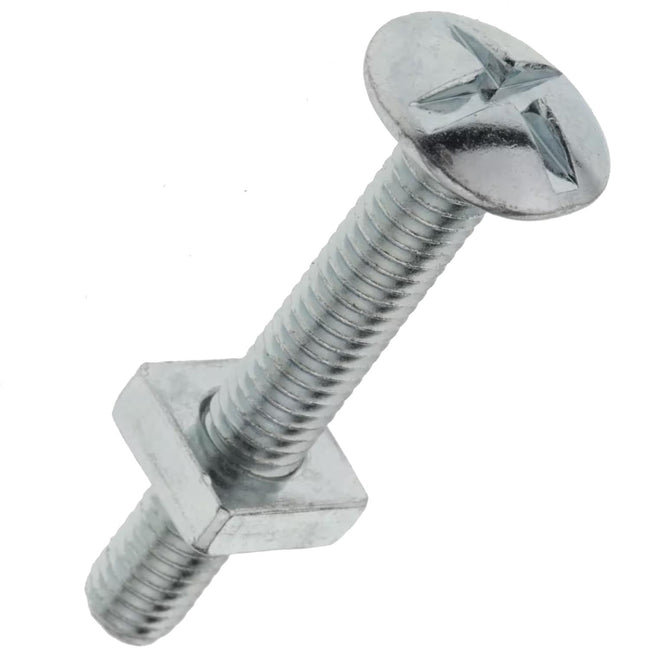 MetalMate M6 x 40mm Roofing Bolt & Square Nut Zinc (100 Pack)
