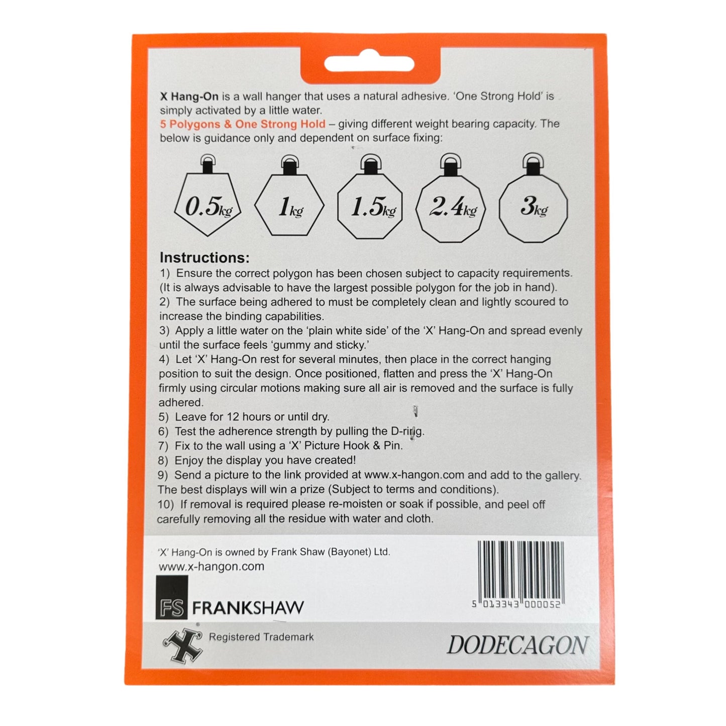 X Hang-On Adhesive Wall Plate Hanger 150mm (Dodecagon) For Pictures, Plates Etc