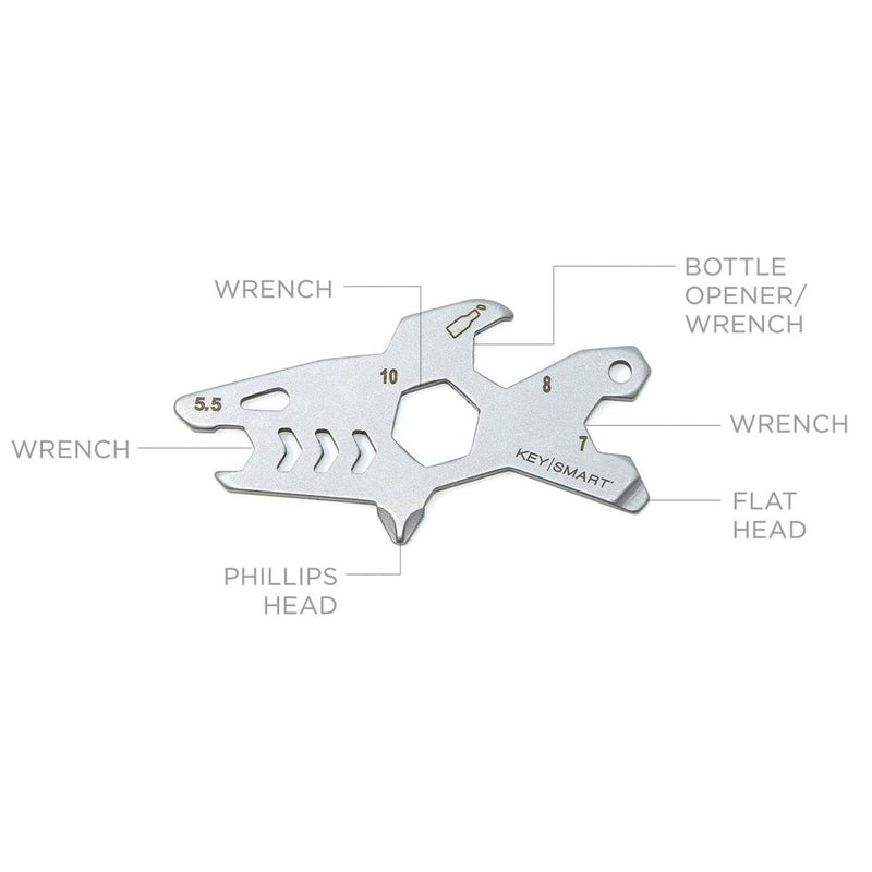 KeySmart Alltul Multi-tool Shark for Keyring & Wallet Stainless Steel