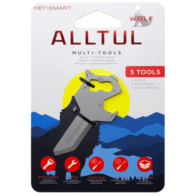 KeySmart Alltul Multi-tool Wolf for Keyring & Wallet Stainless Steel