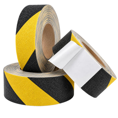 Black & Yellow Anti Slip Hazard Floor Tape 50mm x 5m – Self-Adhesive Safety Grip