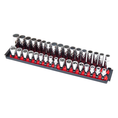 Ernst 2 Rail Twist Lock 3/8" Socket Boss® Storage Organiser Rail 18” Red