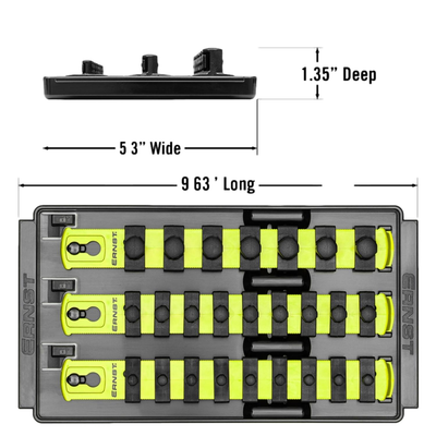 Ernst 8560HV 1/4", 3/8", 1/2" 3-Rail Socket Boss Storage Organiser Twist Lock 8" Hi-Viz