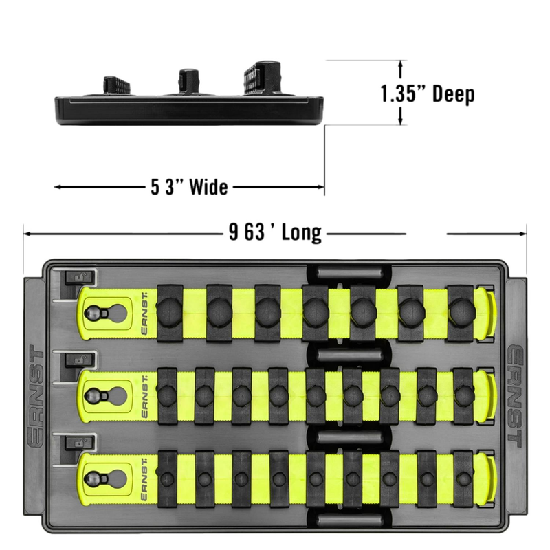 Ernst 8560HV 1/4", 3/8", 1/2" 3-Rail Socket Boss Storage Organiser Twist Lock 8" Hi-Viz