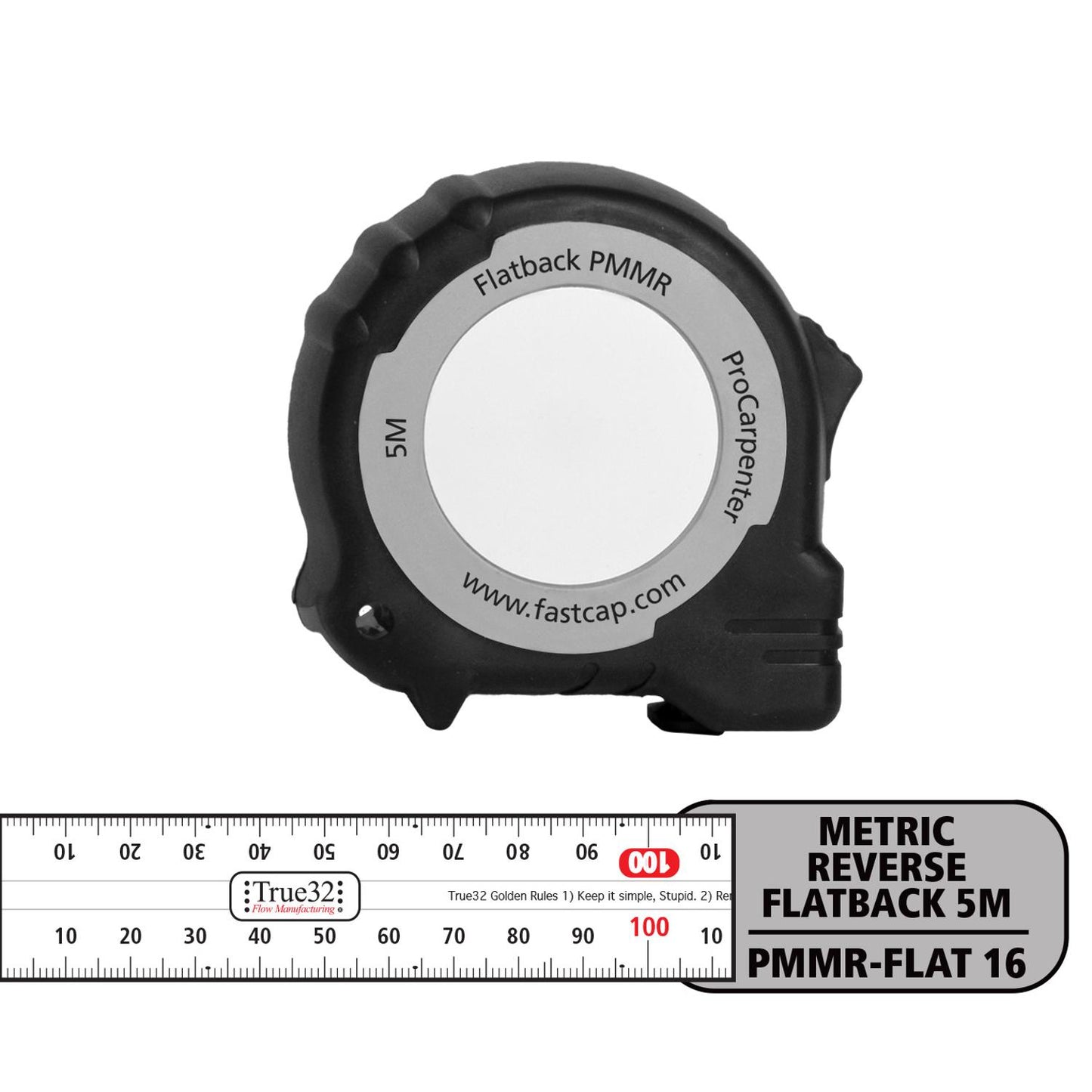 FastCap ProCarpenter Flat Back Measuring Tape 5m Pencil Sharpener Metric/Metric Reverse 