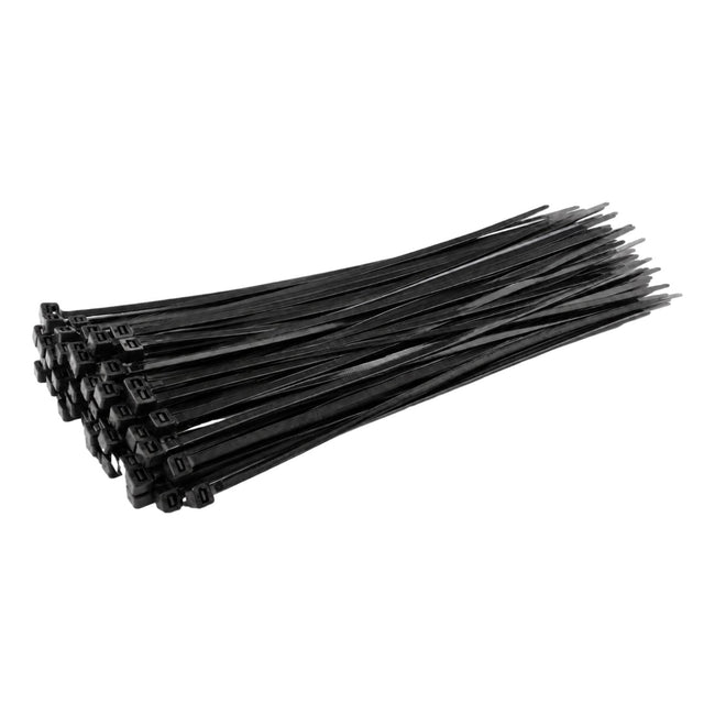 Black Cable Ties 200mm x 4.8mm Strong Zip Ties (100 Pack)