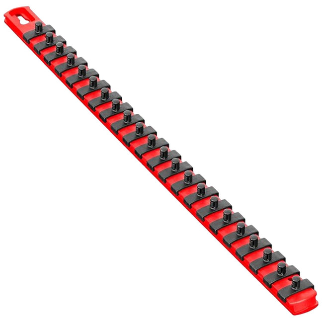 Ernst Manufacturing 18-Inch Socket Organizer with 15 1/4-Inch Twist Lock Clips, Red