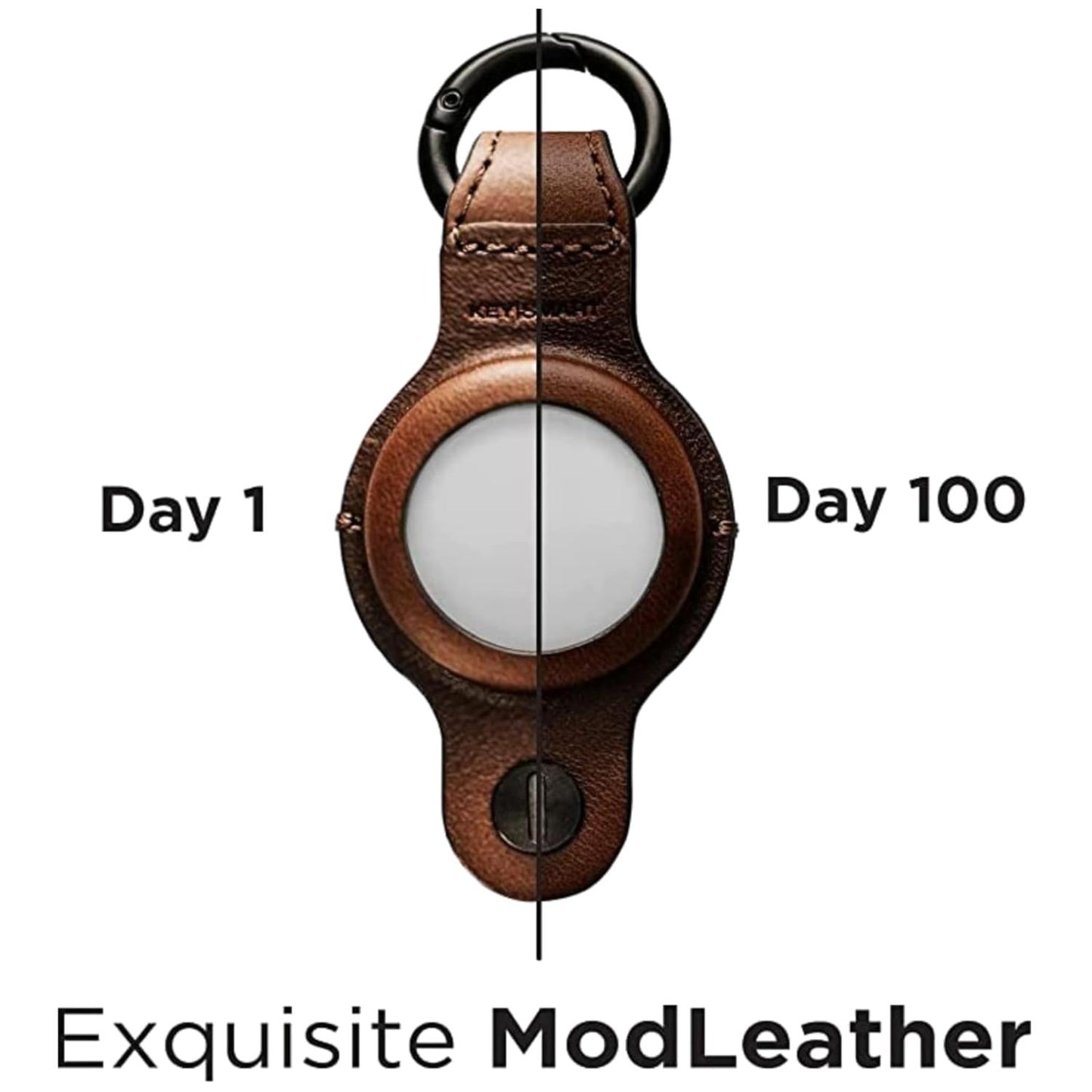 KeySmart Air Compact Keyring Key Holder Leather Rustic Brown For Apple Airtag