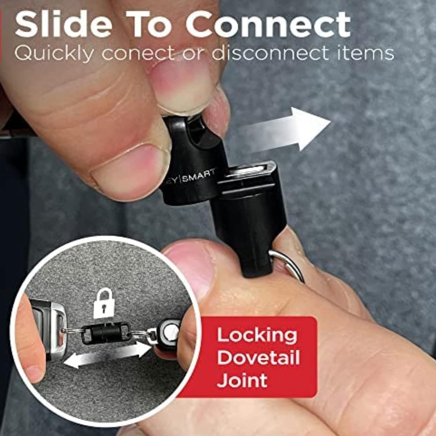 KeySmart MagConnect Pro Locking Magnetic Keyring Quick Connect Black