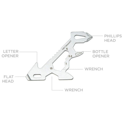 KeySmart Alltul Multi-tool Dino for Keyring or Wallet Stainless Steel